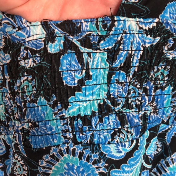 FIT FOR YOU size 16 Floral Scroll Fan V-Neck SMOCKED Ruched Empite Waist $78 NEW - Picture 15 of 15